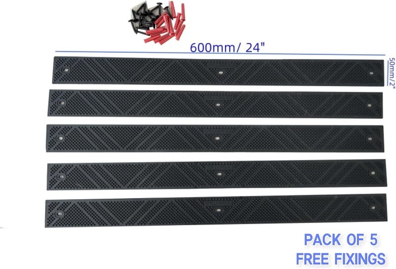 GreenTec 5 Pack 24" x 2" (600mm x 50mm) Non-Slip Decking Strips | Hard Wearing Polypropylene with Fixings | Outdoor Safety for Decks, Steps & Ramps | 10+ Year Lifespan (Black) - Image 4